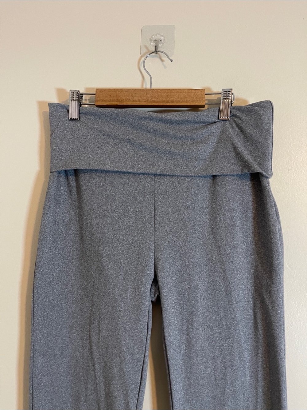 Fold-Over High Waist Pants Womens M Gray Flare Athleisure Minimalist Yoga Pants - Picture 3 of 9